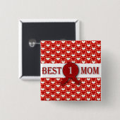 Beste Moeder Medaille Vierkante Button 5,1 Cm (Voorkant /achterkant)