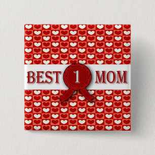 Beste Moeder Medaille Vierkante Button 5,1 Cm