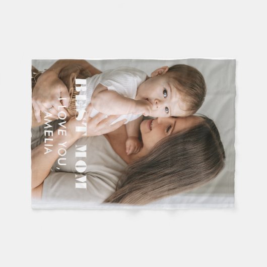 Beste Moeder Modern Foliage 1 Aangepaste Foto's Mo Fleece Deken (Voorkant (Horizontaal))