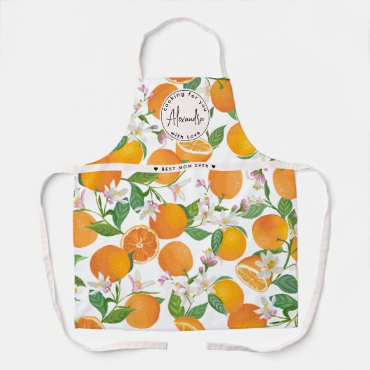 Beste Moeder Naam Sinaasappel Citrus Pattern Water Schort (Voorkant)