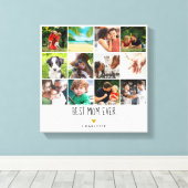Beste Moeder Ooit 12 Foto Collage Gouden Hart Canvas Afdruk (Insitu (Houten vloer))