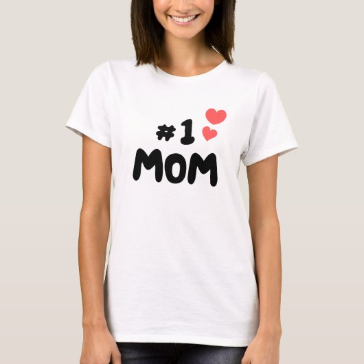 Beste moeder ooit – #1 Mama met Schattigee harten T-shirt (Voorkant)