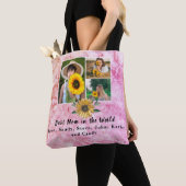 Beste moeder ooit 3 Foto Collage Coral Amethyst Tote Bag (Dichtbij)