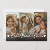 Beste moeder ooit 3 foto collage Moederdag harten Feestdagenkaart (Voorkant)