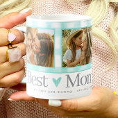 Beste moeder ooit 3 foto Gingham Hearts Moederdag Koffiemok
