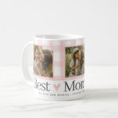 Beste moeder ooit 3 Foto Moederdag Gingham Hearts Koffiemok (Voorkant links)