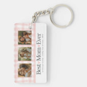 Beste moeder ooit 3 Foto Moederdag Gingham Hearts Sleutelhanger (achterkant)