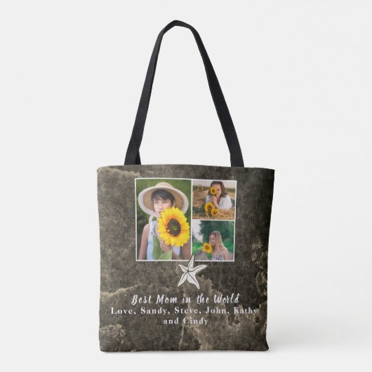 Beste moeder ooit 3 Fotocollage Tan Starfish Tote Bag (Achterkant)