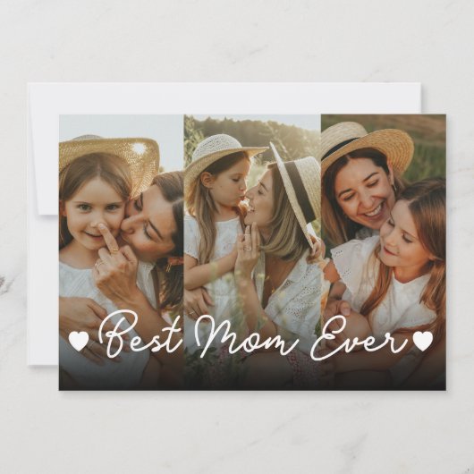Beste moeder ooit 3 Photo Collage Moederdag Hearts Feestdagenkaart (Voorkant)