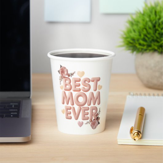 Beste Moeder Ooit 3D Bloemendesign | Cadeau voor M Papieren Bekers (Insitu)