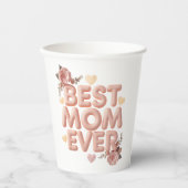 Beste Moeder Ooit 3D Bloemendesign | Cadeau voor M Papieren Bekers (Voorkant)