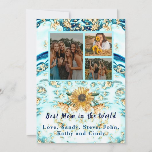 Beste moeder ooit 4 Foto Collage Blue Marble Anno Aankondiging (Voorkant)