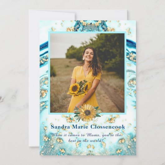 Beste moeder ooit 4 Foto Collage Blue Marble Anno Aankondiging (Achterkant)