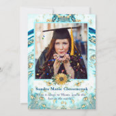 Beste moeder ooit 4 Foto Collage Blue Marmer Aankondiging (Achterkant)