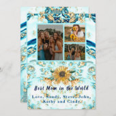 Beste moeder ooit 4 Foto Collage Blue Marmer Aankondiging (Voorkant / Achterkant)