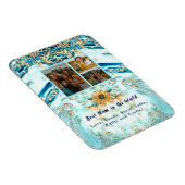 Beste moeder ooit 4 Foto Collage Blue Marmer Magneet (Rechterzijde)