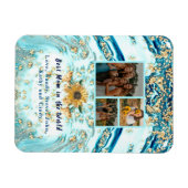 Beste moeder ooit 4 Foto Collage Blue Marmer Magneet (Horizontaal)
