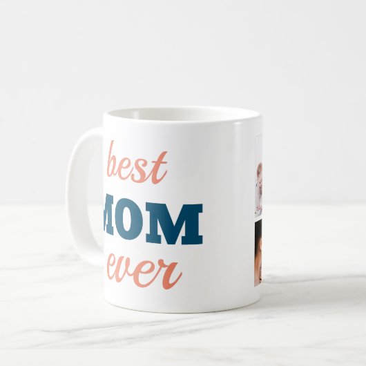 Beste Moeder Ooit 4 Fotocollage Aanpassen Foto's Koffiemok (Voorkant links)