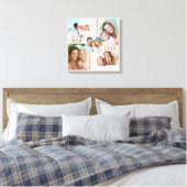 Beste moeder ooit 5 Foto collage Neutral Beige Squ Canvas Afdruk (Insitu (Slaapkamer))