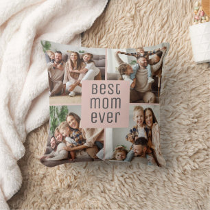 Beste Moeder Ooit 5 Foto's Moederdag Blush Roze Kussen