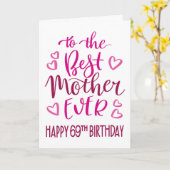 Beste Moeder Ooit 69e Verjaardag Typografie in Roz Kaart (Gele Bloem)