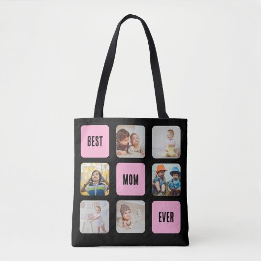 Beste moeder ooit 6 aangepaste fotocollage op zwar tote bag (Voorkant)