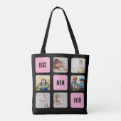 Beste moeder ooit 6 aangepaste fotocollage op zwar tote bag (Achterkant)