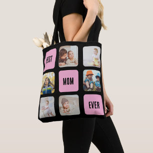 Beste moeder ooit 6 aangepaste fotocollage op zwar tote bag