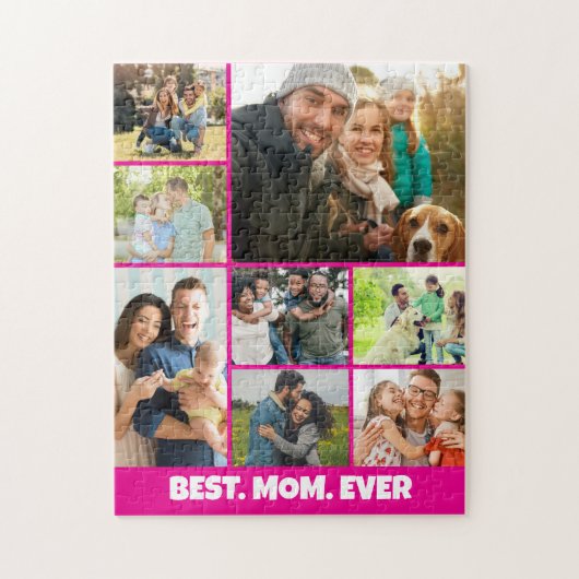 Beste Moeder Ooit – 8 Foto Collage Frame Sjabloon Legpuzzel (Verticaal)