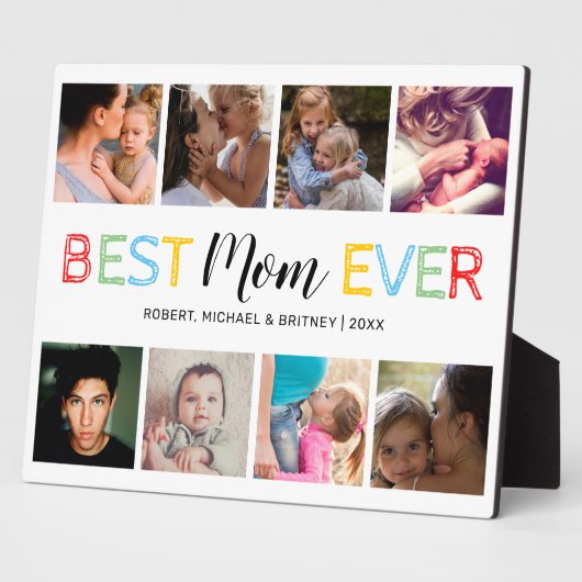 Beste moeder ooit 8 foto collage plaque fotoplaat (Zijkant)