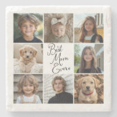 Beste moeder ooit 8 foto collage Sierkussen Stenen Onderzetter (Voorkant)