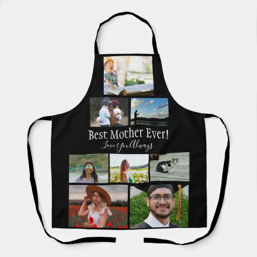 Beste moeder ooit 8 Photo Collage White Script Schort (Voorkant)