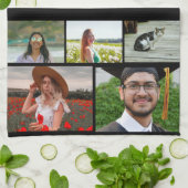 Beste moeder ooit 8 Photo Collage White Script Theedoek (Gevouwen)