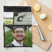 Beste moeder ooit 8 Photo Collage White Script Theedoek (Quarter Fold)