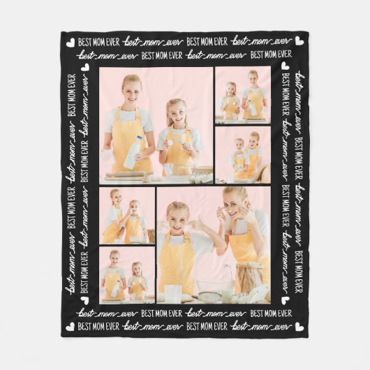 Beste Moeder ooit Aangepast 6 Fotocollage Moederda Fleece Deken (Voorkant)
