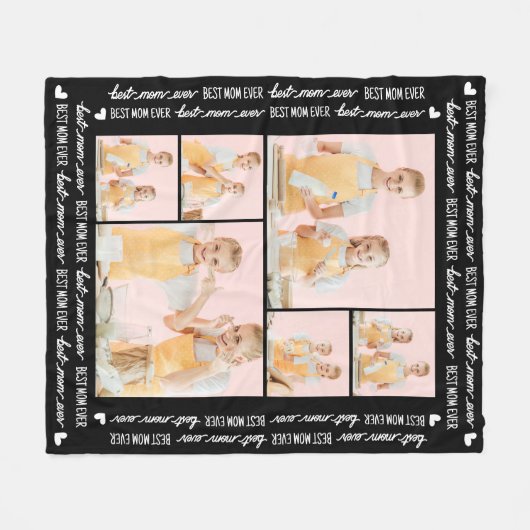 Beste Moeder ooit Aangepast 6 Fotocollage Moederda Fleece Deken (Voorkant (Horizontaal))
