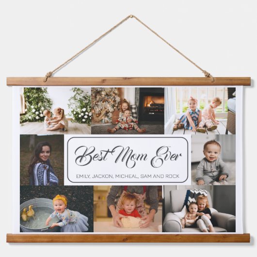 Beste moeder ooit aangepaste 8 foto collage hangend wandkleed (Voorkant)
