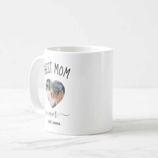 Beste Moeder Ooit Aangepaste Foto Hart Koffiemok (Voorkant links)