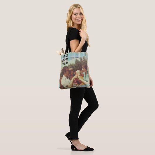 Beste moeder ooit aangepaste foto houden sake past tote bag (Op model)