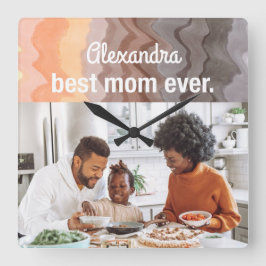 Beste moeder ooit aangepaste foto houden sake retr vierkante klok