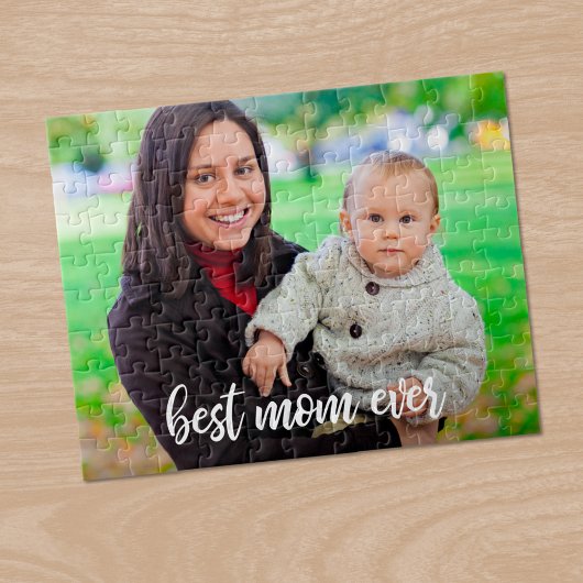 Beste Moeder ooit Aangepaste Foto Modern Wit Scrip Legpuzzel