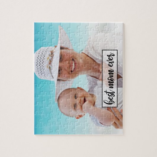 Beste moeder ooit aangepaste foto moderne script legpuzzel (Verticaal)