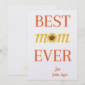 Beste moeder ooit, aangepaste zonnebloem Moederdag Kaart (Voorkant / Achterkant)