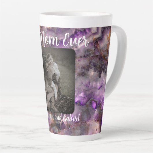 Beste Moeder ooit Abstract paarse kwarts marmer Latte Mok (Rechterhoek)