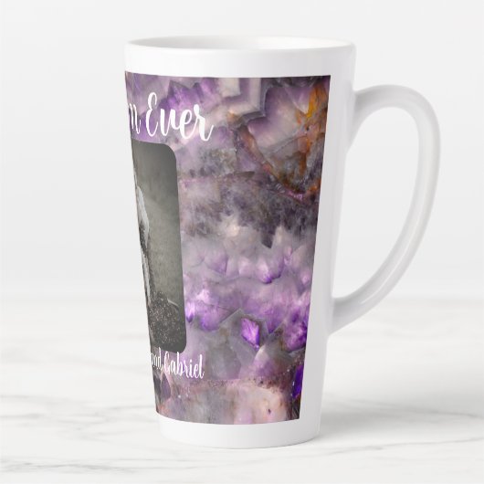 Beste Moeder ooit Abstract paarse kwarts marmer Latte Mok (Rechts)