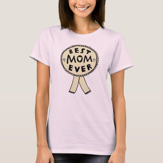 Beste Moeder Ooit Award Lint Handgetekende Moederd T-shirt (Voorkant)