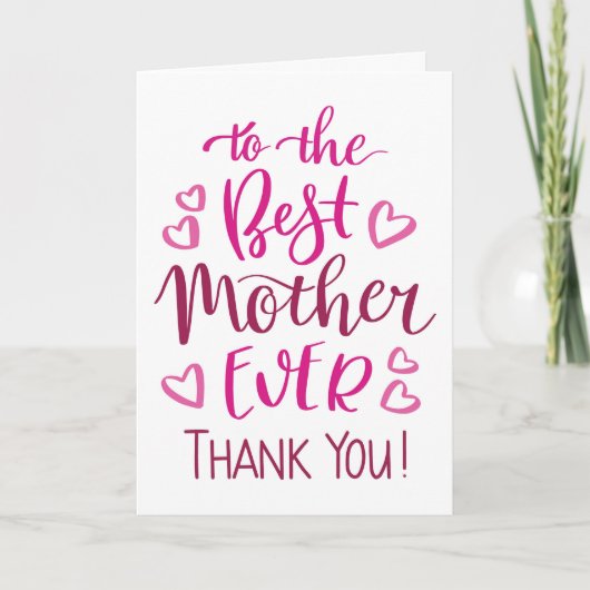 Beste moeder ooit Bedankt typografie in roze Kaart (Voorkant)