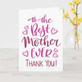 Beste moeder ooit Bedankt typografie in roze Kaart (Gele Bloem)