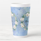 Beste Moeder Ooit Blauw N Wit Bloemen Waterverf Wa Latte Mok (Voorkant)