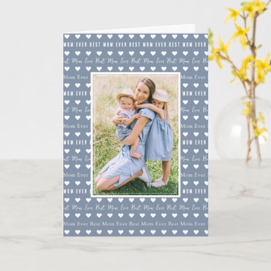 Beste moeder ooit Blauwe foto Moederdag Kaart (Gele Bloem)